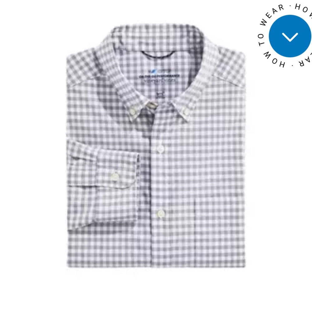 Vineyard Vines Men's size medium Tan Checkered long sleeve 100% cotton
